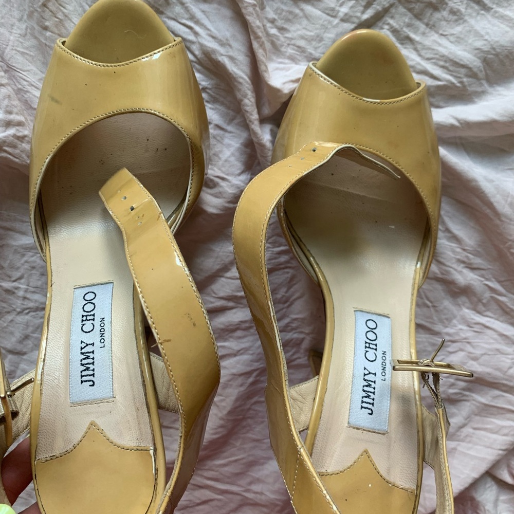 Jimmy Choo Women's Beige Peep-Toe Heels